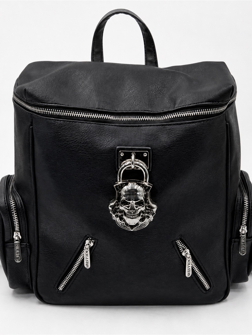 Killstar Lock Me Up Backpack Large Black Faux Leather Skull Goth Dark Academia